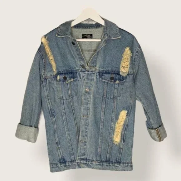 Courtshop BDG Distressed Blue Denim Jacket XL - Picture 2 of 10
